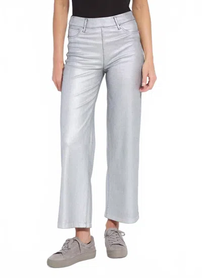 Lyssé Lysse Metallic Coated High Waist Wide Leg Pull-on Jeans In Gray