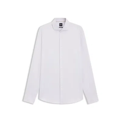 Hugo Boss Slim-fit Shirt In Italian-made Performance-stretch Jersey In White