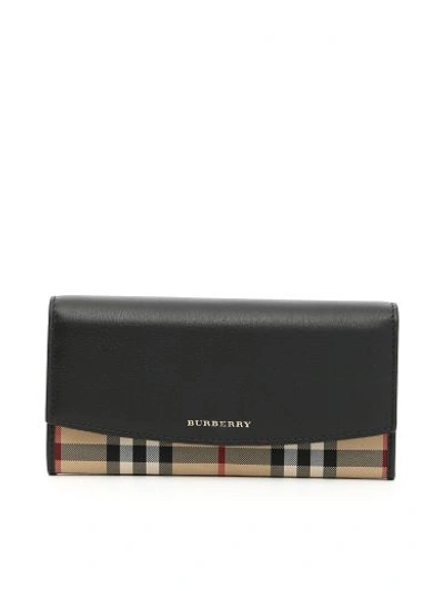 Burberry Porter Horseferry Check And Leather Continental Wallet In Black |  ModeSens