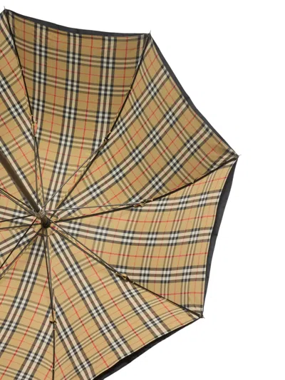 Burberry Walking Check-lined Umbrella In Black