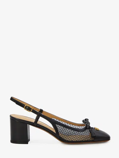 Valentino Garavani Valet Du Roi Slingback Pump In Mesh And Kidskin 60mm Woman Black 41.5 In Black