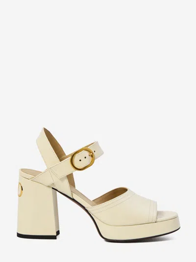 Valentino Sandalo Con Plateau Fawcette In Vitello Abrasivato 100mm In White