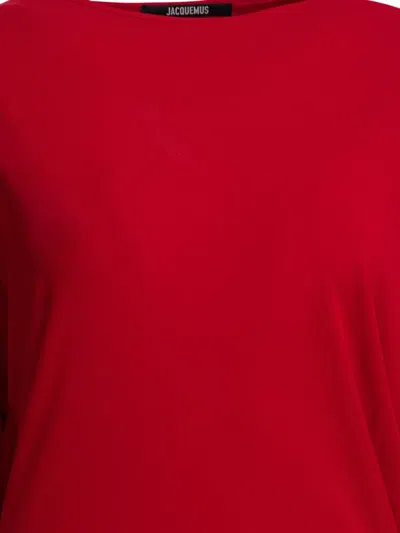 Jacquemus La Mistral Open-back Draped Dress In Red