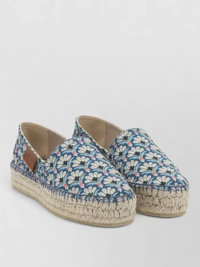 Etro Espadrilles Floral Pattern Round Toe Textile In Blue