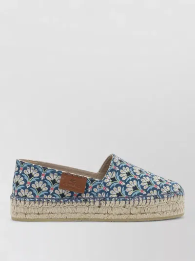 Etro Espadrilles Floral Pattern Round Toe Textile In Blue