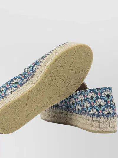 Etro Espadrilles Floral Pattern Round Toe Textile In Blue