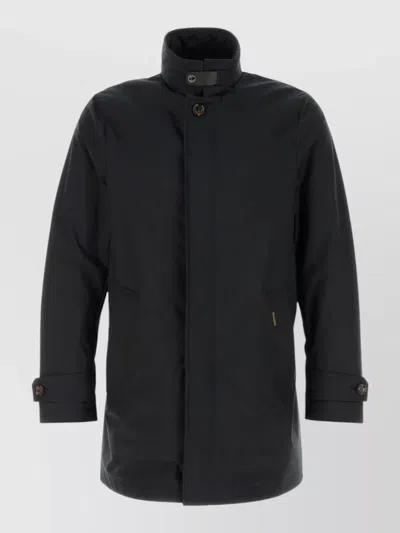 Moorer Polyester Blend Duca Jacket High Collar In Black
