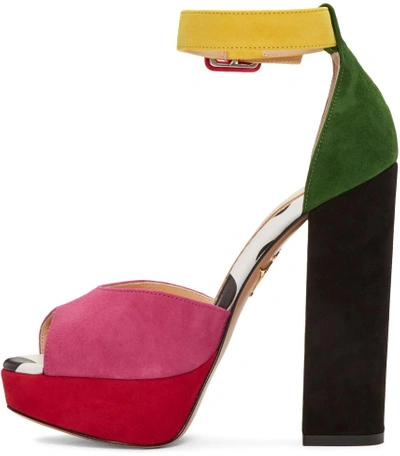 Shop Charlotte Olympia Multicolor Suede Eugenie Platform Sandals