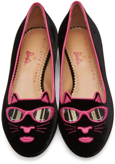 Shop Charlotte Olympia Black Barbie Edition 'pretty In Pink' Kitty Flats