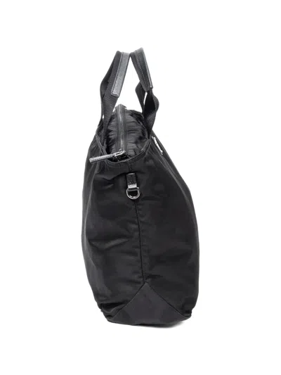 Pre-owned Prada Medium Triangle-logo Tote Bag In Black