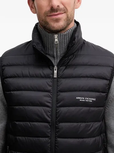 Armani Exchange Full Zip Sleeveless Down Jacket In Black