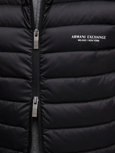 Armani Exchange Full Zip Sleeveless Down Jacket In Black