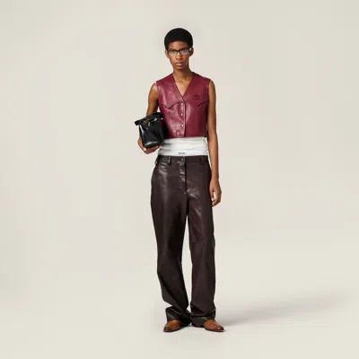 Miu Miu Leather Trousers In Black