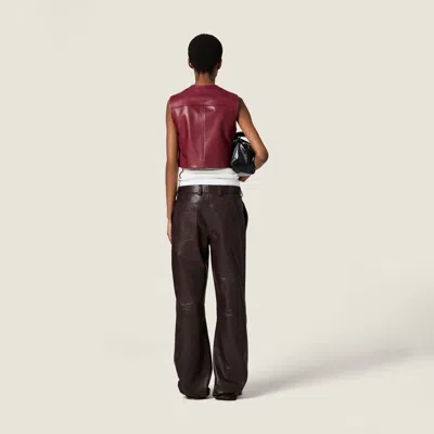Miu Miu Leather Trousers In Black
