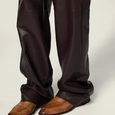 Miu Miu Leather Trousers In Black