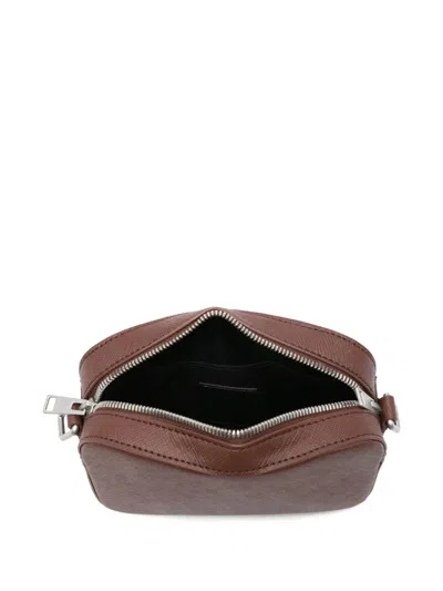 Sandro Mens Cognac Logo-embellished Leather Cross-body Bag In Brown