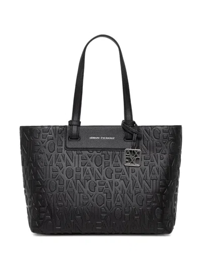 Armani Exchange Embossed Logo Tote Bag In Black