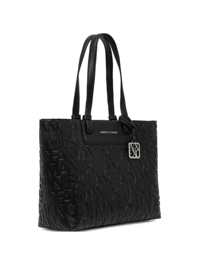 Armani Exchange Embossed Logo Tote Bag In Black