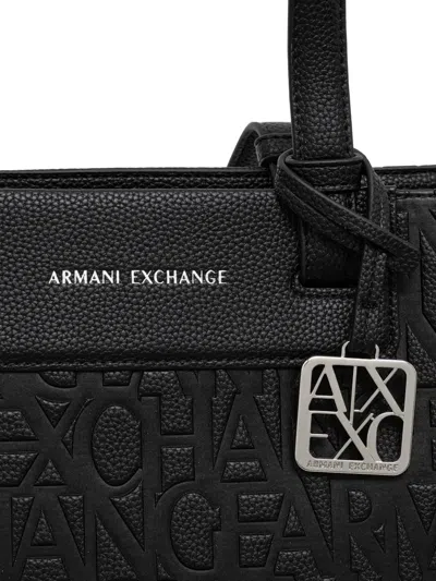 Armani Exchange Embossed Logo Tote Bag In Black