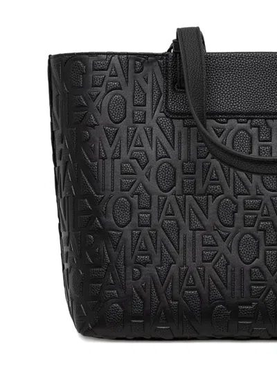 Armani Exchange Embossed Logo Tote Bag In Black