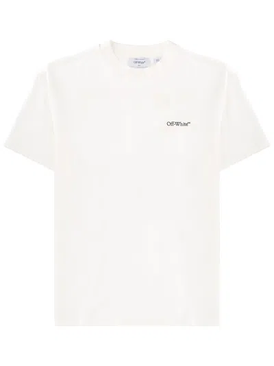 Off-white Crew Neck Cotton Floral Back T-shirt In White