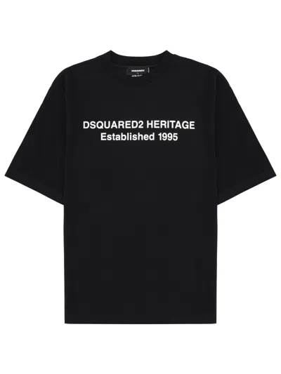 Dsquared2 Heritage Logo Loose Fit T Shirt In Black