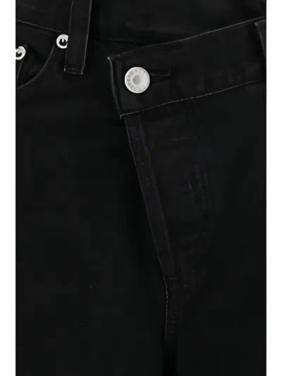 Agolde Arc Criss Cross Asymmetric Straight-leg Jeans In Black