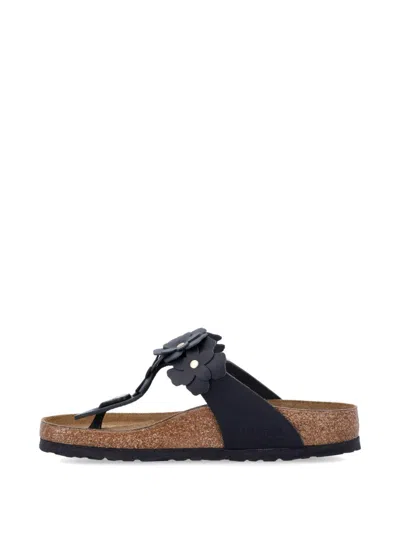 Birkenstock Gizeh Flower 1026693 Sandals Women Black Leather Thong Gal1567