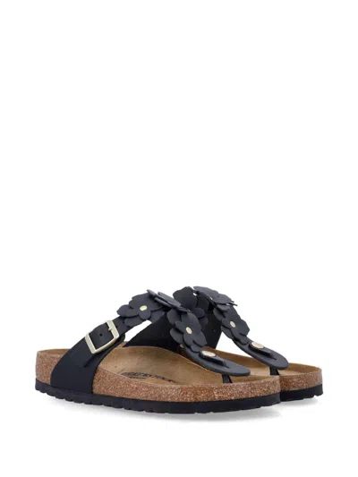 Birkenstock Gizeh Flower 1026693 Sandals Women Black Leather Thong Gal1567