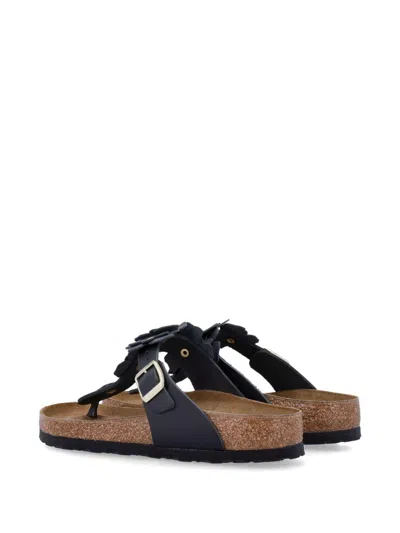 Birkenstock Gizeh Flower 1026693 Sandals Women Black Leather Thong Gal1567