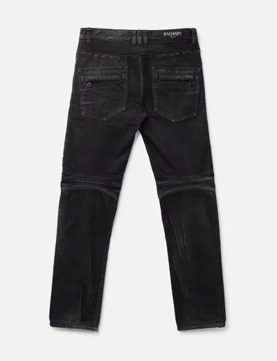 Balmain Biker Panelled Jeans In Black