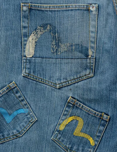 Evisu Multipocket Denim Shorts In Blue