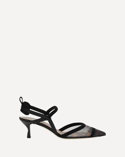 Fendi Colibri Ff Mesh Slingback Kitten-heel Pumps In Multi