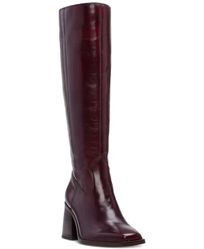Vince Camuto Sangeti Boots Dark Mahogany Leather Knee High Rhs6944 In Multi