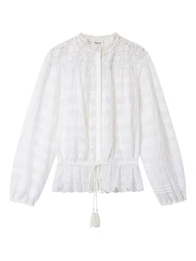Isabel Marant Étoile Isabel Marant Etoile Women 'polly' White Blouse With Choker Neckline And Adjustable Waist With Draws
