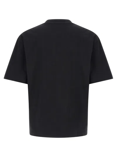 Off-white Black Oversized T-shirt With Contrasting Logo Lettering Print In Cotton Man