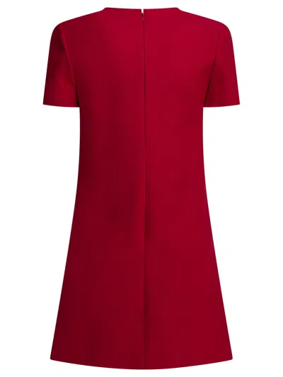 Valentino Womens Paris Pocket-front Short-sleeve Wool-blend Midi Dress In Red