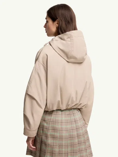 Moncler Eucalyptus Hooded Jacket Drawstring Front Pockets In Neutral