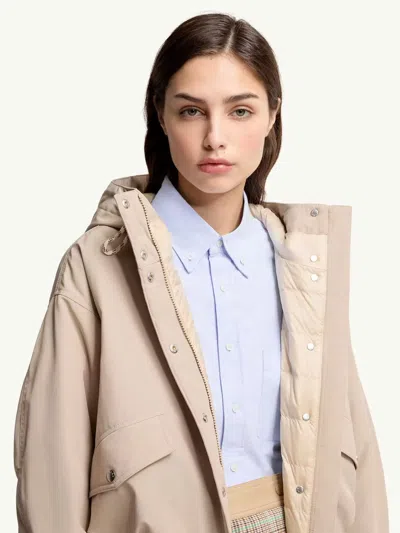 Moncler Eucalyptus Hooded Jacket Drawstring Front Pockets In Neutral