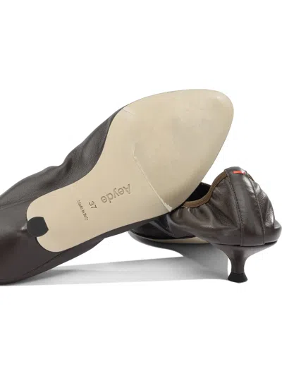 Aeyde Hermia Pumps 35mm Leather Kitten Heel In Burgundy