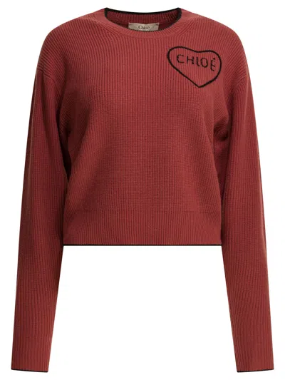 Chloé Short And Fitting Pullover With Wool Logo In Multi