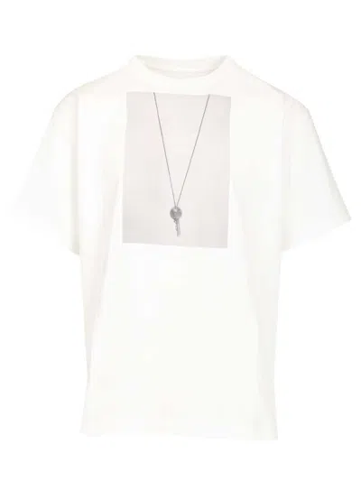 Mm6 Maison Margiela T-shirt With A Digitally Inspired Key Print On The Chest In White