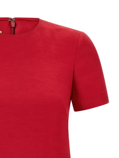 Valentino Womens Paris Pocket-front Short-sleeve Wool-blend Midi Dress In Red