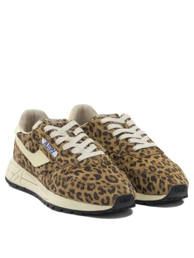 Autry Reelwind Low Sneakers In Leopard Suede And Rutaa Leather Shoes In Multi