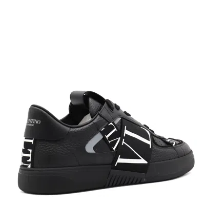 Valentino Garavani Black Calf Leather Bos Taurus Low Top Sneakers