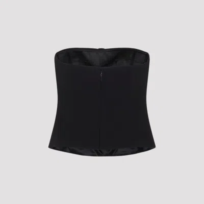 Giorgio Armani Strapless Top Fitted Silhouette Floral Detail In Black