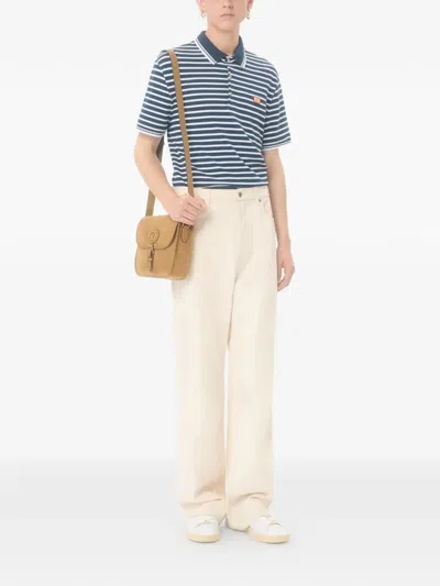 Valentino Garavani Signature Vlogo Patch Front Placket T-shirt In Size M In Blue