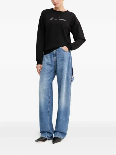 Armani Exchange Basic Crewneck Sweatshirt In Black