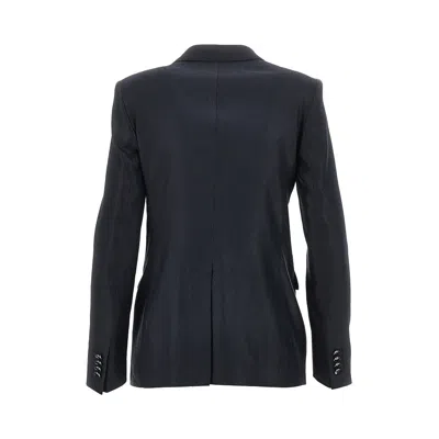 Tagliatore Double-breasted Linen Jacket In Blue