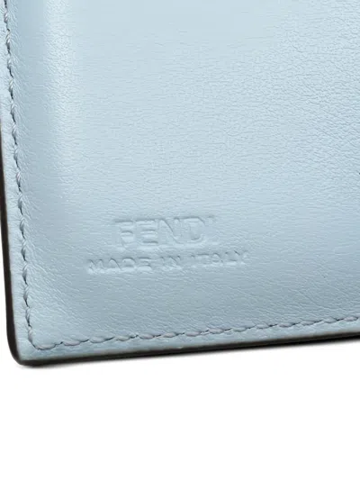 Pre-owned Fendi Logo-debossed Leather Wallet In Blue